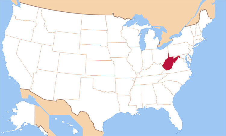 Карта штата Западная Вирджиния
