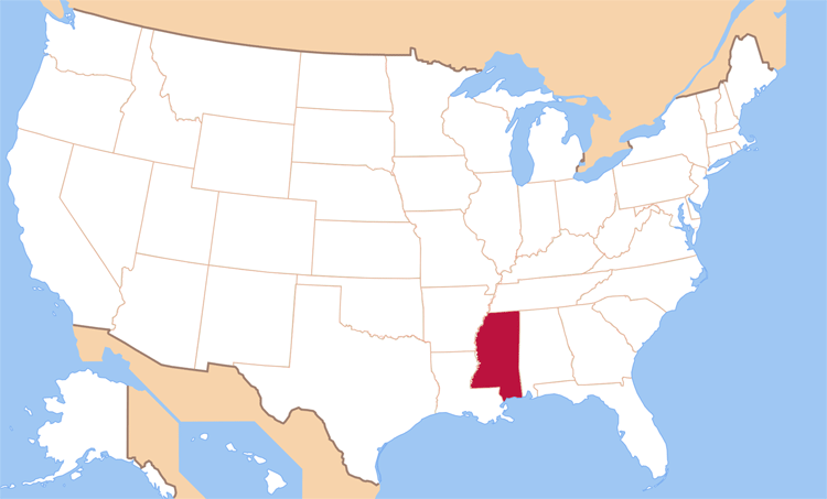 Карта Миссисипи