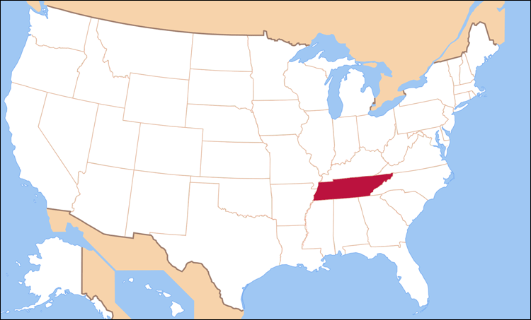 Карта штата Теннесси