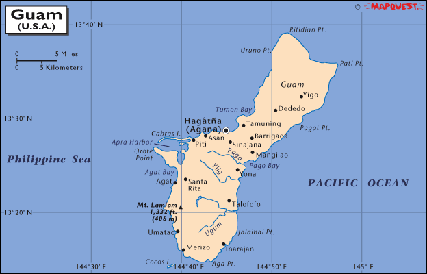 Карта острова Гуам