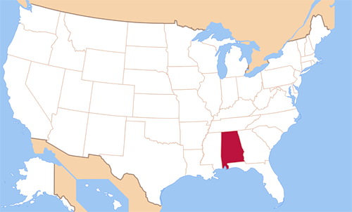 Карта Алабама