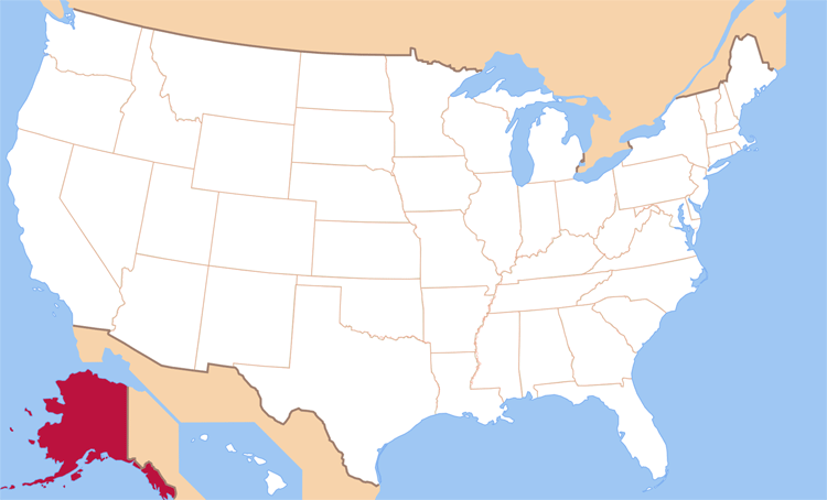 Карта штата Аляска