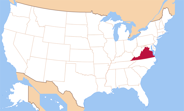 Карта штата Вирджиния