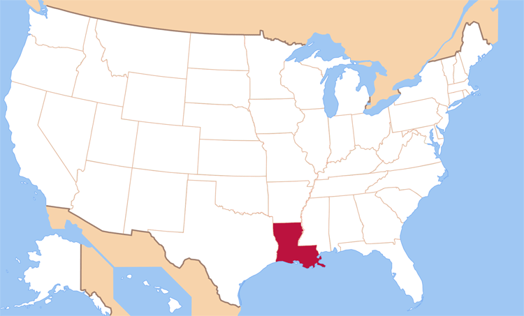 Карта штата Луизиана.