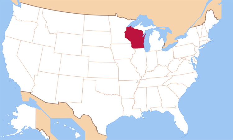 Карта штата Висконсин