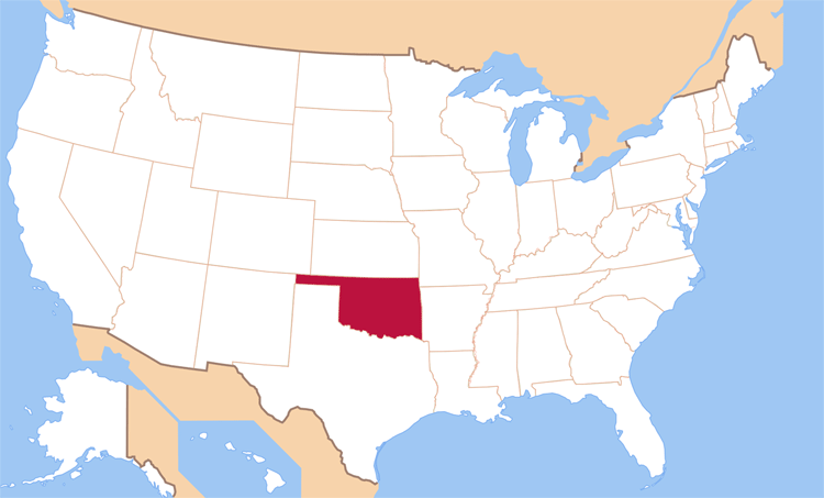 Карта штата Оклахома