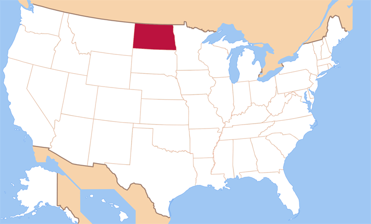 Карта штата Северной Дакоты