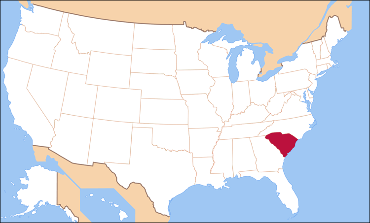 Карта штата Южная Каролина