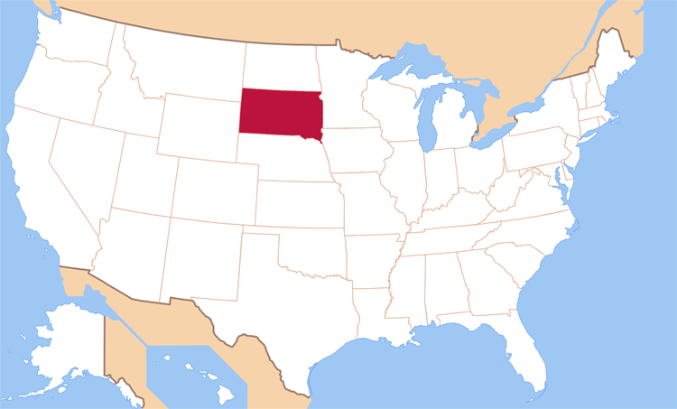Карта штата Южная Дакота